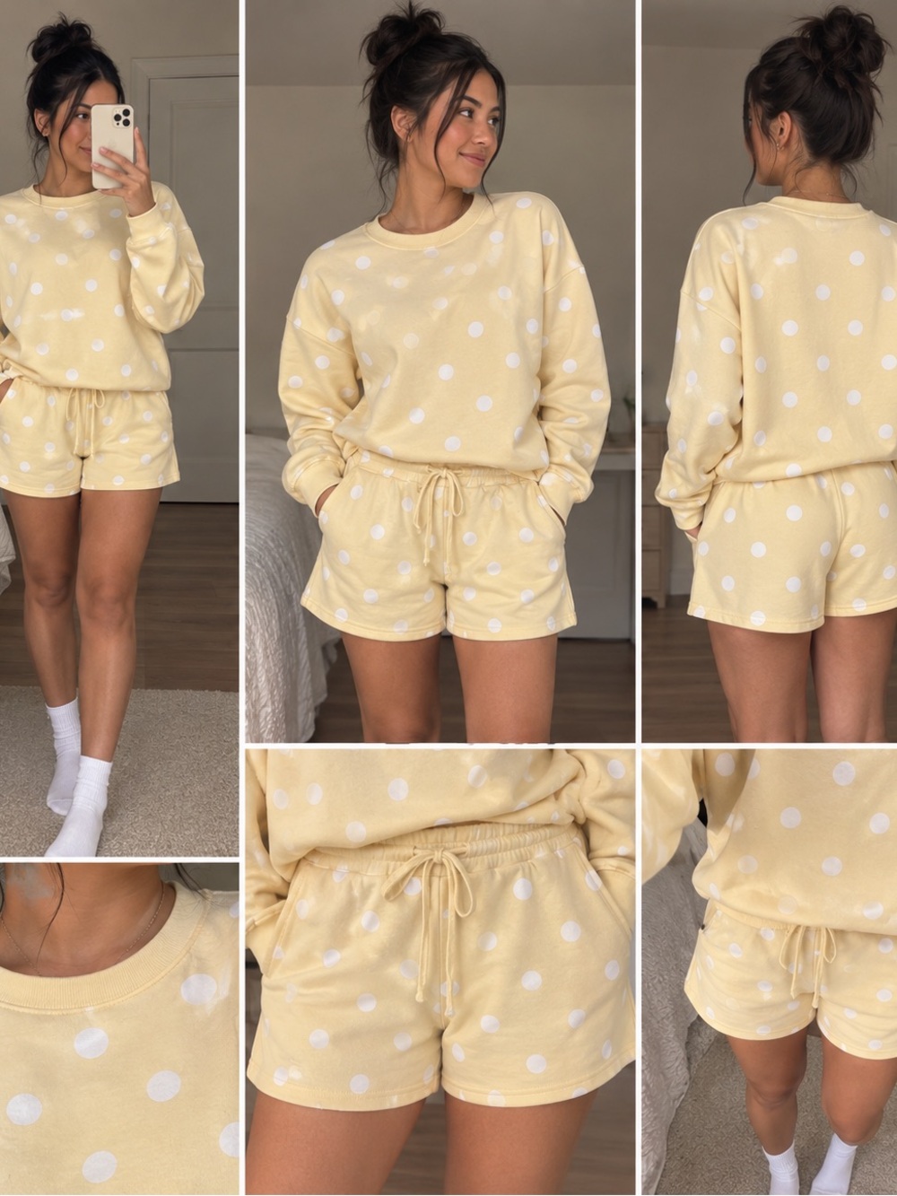 Papermoon Polka Dot Fleece Set Yellow & White Two-Piece